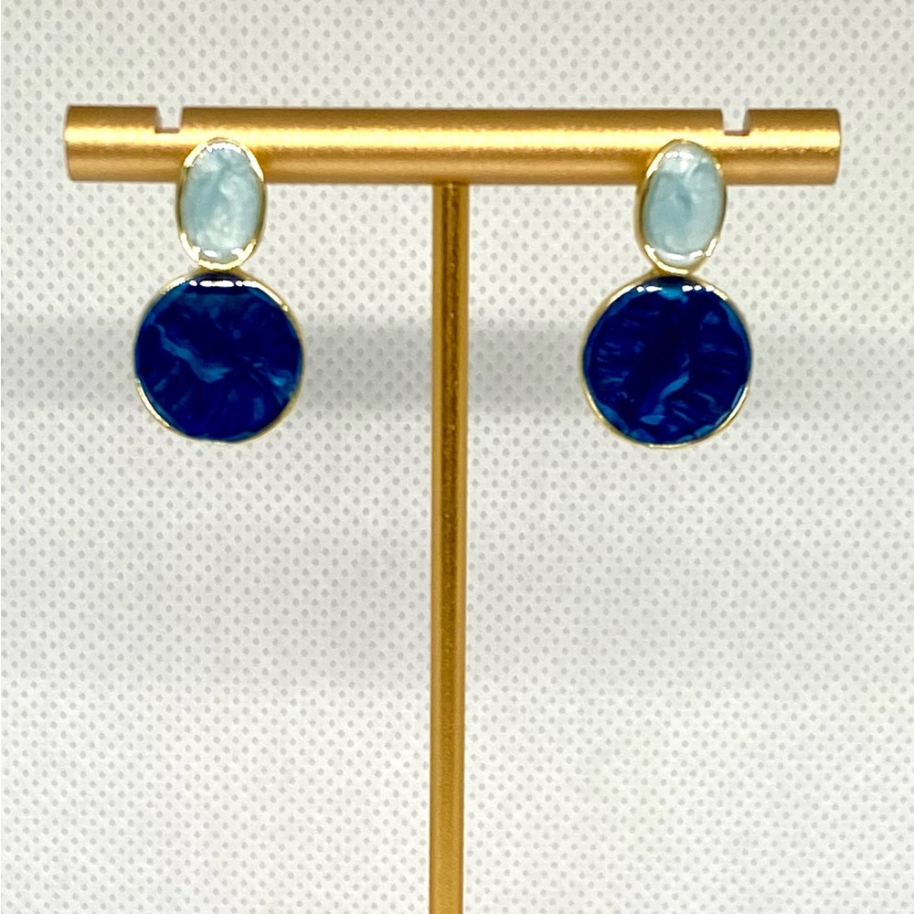 Blue and Light Blue Dangle Earrings